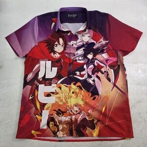 RWBY Japanese Graphic Button Down Anime‎ Shirt Rooster Teeth Men's Sz 3XL EUC